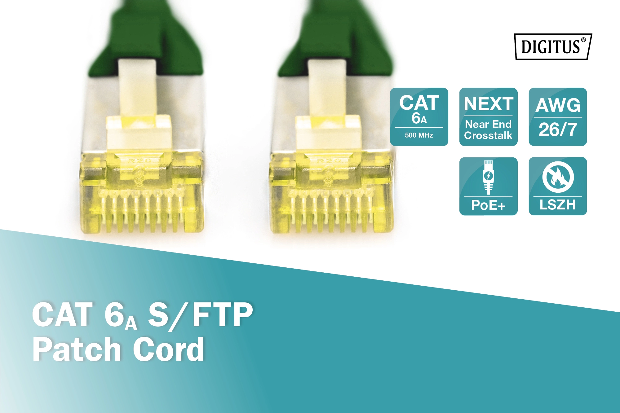 Патч-корд DIGITUS CAT 6а SF-UTP, 20м, AWG 26/7, Cu, LSZH, зелений - 8