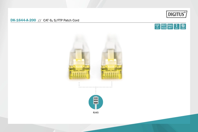 Патч-корд DIGITUS CAT 6а SF-UTP, 20м, AWG 26/7, Cu, LSZH, зелений - 2