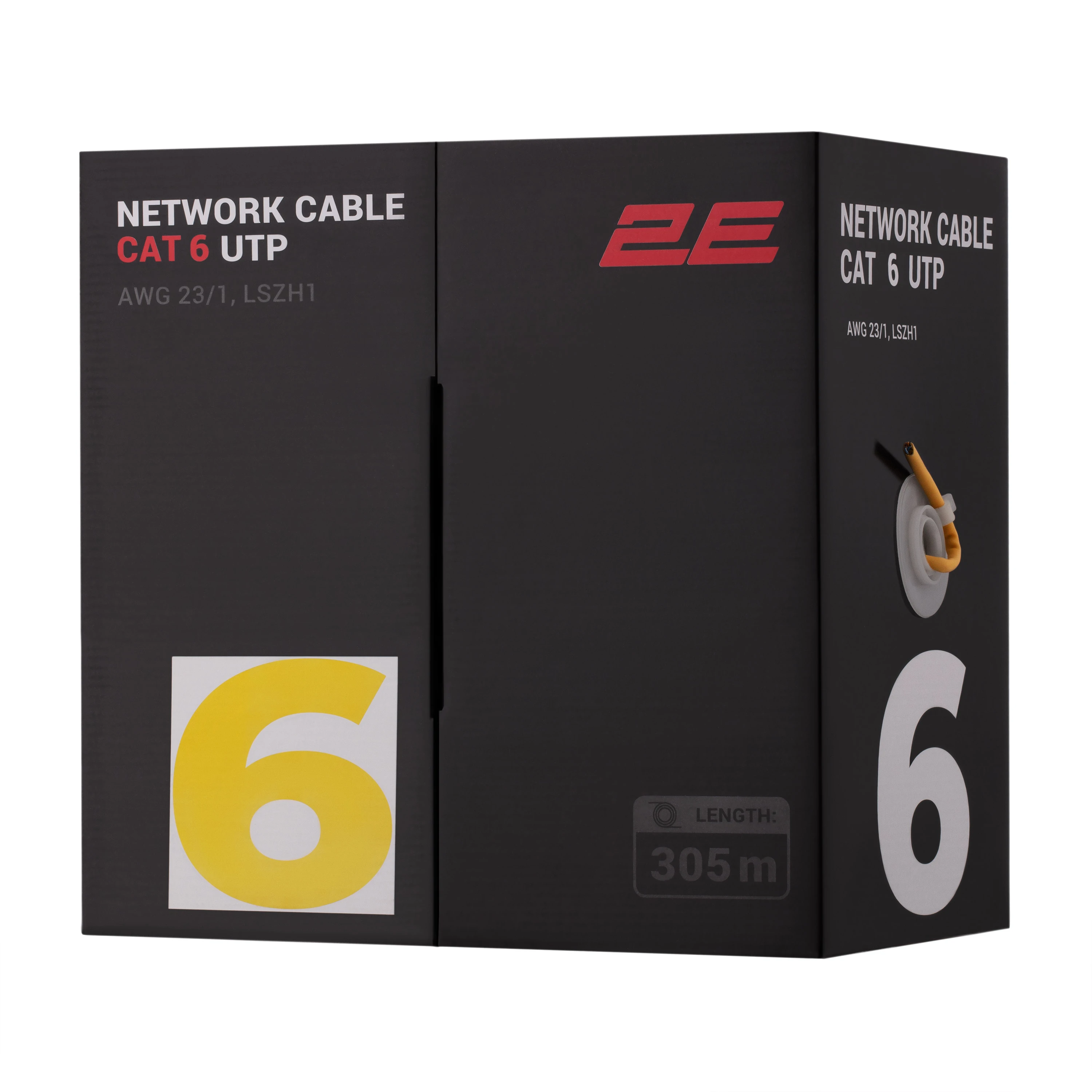 Кабель "вита пара" 2E CAT 6, U-UTP, 305м, AWG 23/1, LSZH-1, зелений - 3