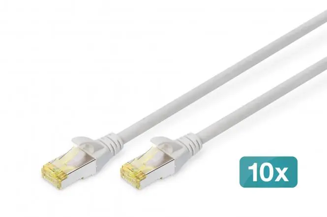 Патч-корд DIGITUS CAT 6a S-FTP, 0,5м, AWG 26/7, Cu, LSZH, сірий
