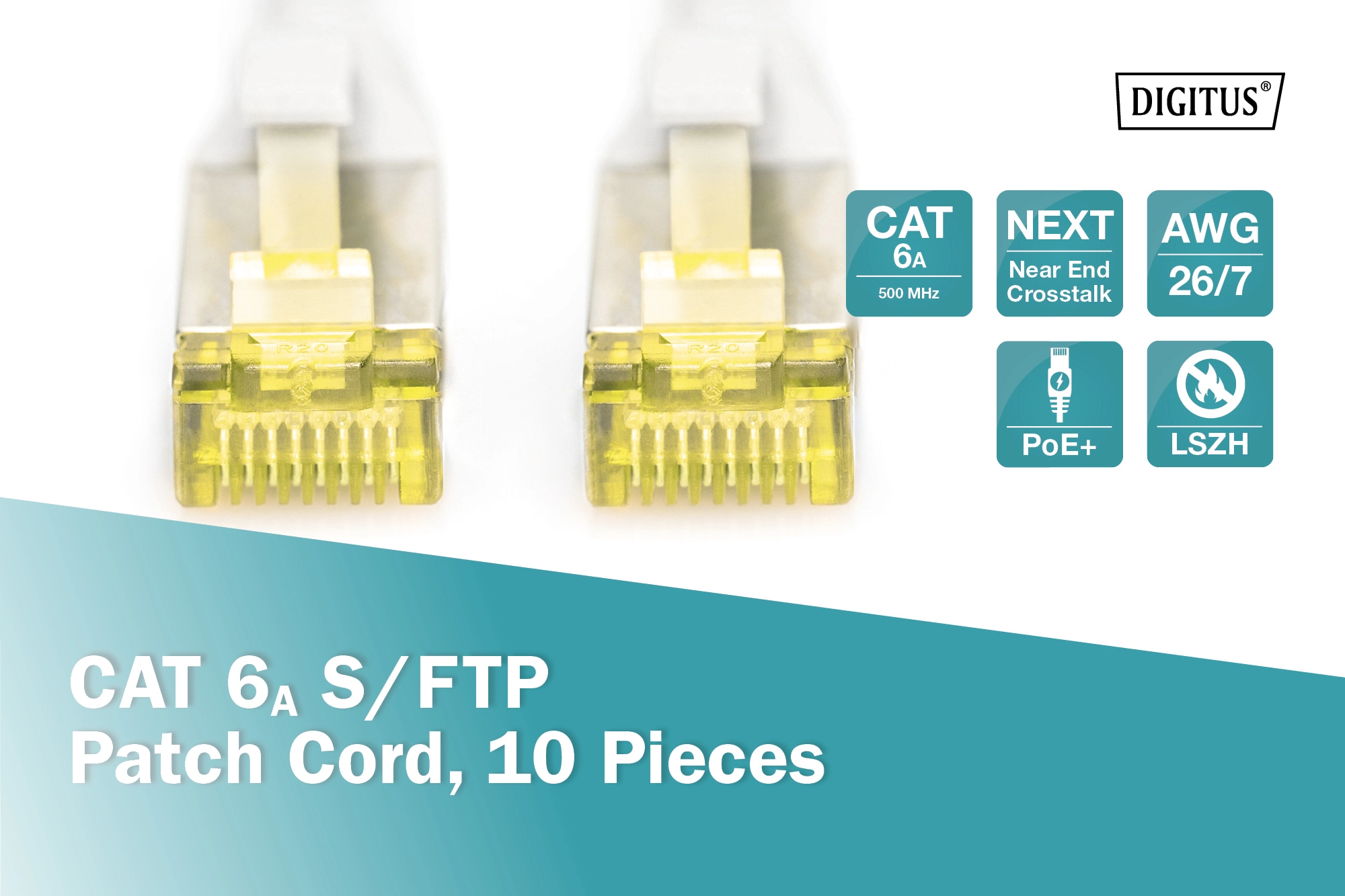 Патч-корд DIGITUS CAT 6a S-FTP, 0,5м, AWG 26/7, Cu, LSZH, сірий - 6