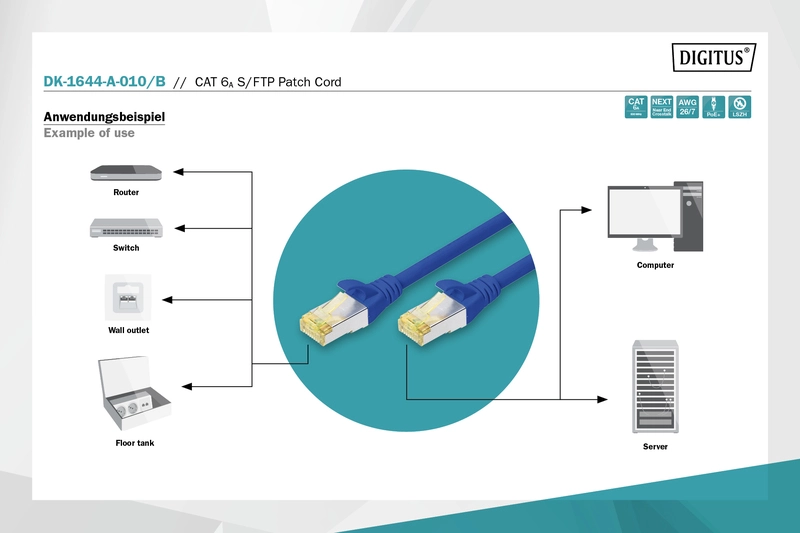 Патч-корд DIGITUS CAT 6a S-FTP, 1м, AWG 26/7, Cu, LSZH, червоний - 10