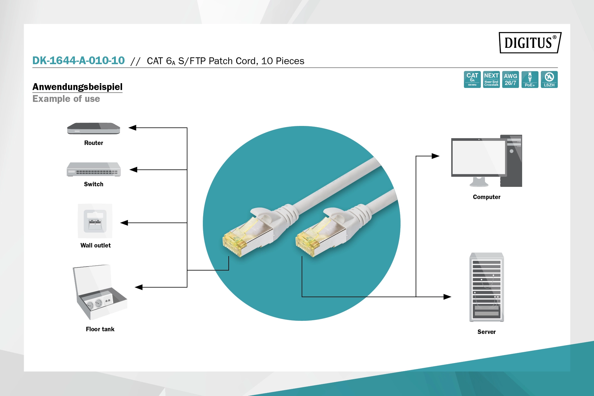 Патч-корд DIGITUS CAT 6a S-FTP, 1м, AWG 26/7, Cu, LSZH, червоний - 6