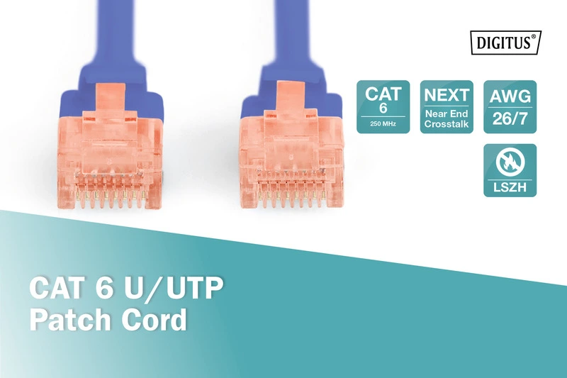 Патч-корд DIGITUS CAT 6 UTP, 10м, AWG 26/7, Cu, LSZH, синій - 2