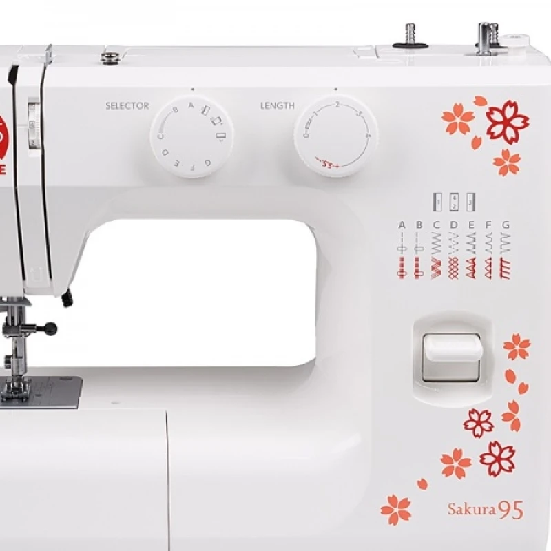 Швейна машина JANOME SAKURA95, електромеханічна, 60Вт, 15 швейних операцій, петля напівавтомат, біли - 2