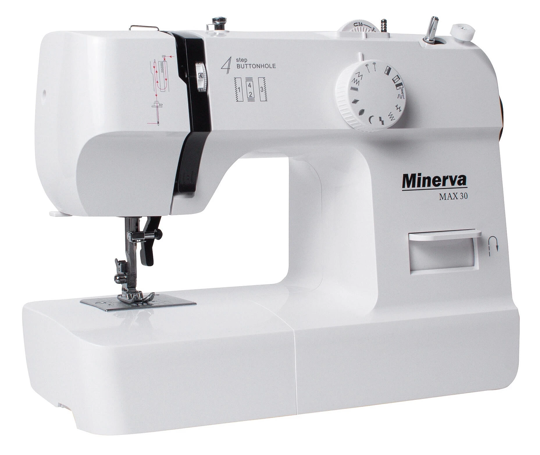 Швейна машина МINERVA Max30, електромеханічна, 71 Вт, 13 швейних операцій, петля напівавтомат, білий - 2