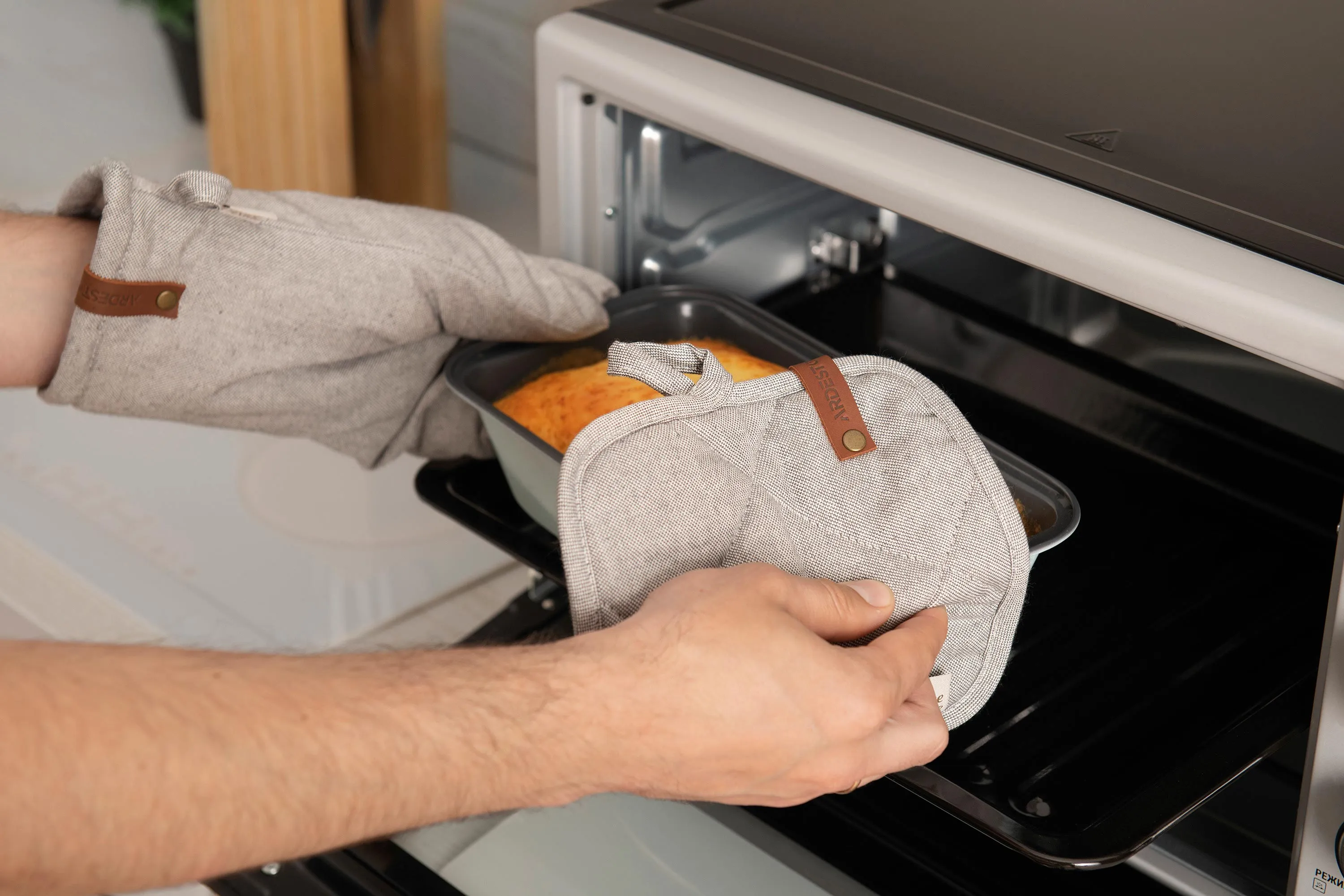 Прихватка Ardesto Oliver, 20х20см, 100% бавовна, нап-ч: ватин, сірий - 2