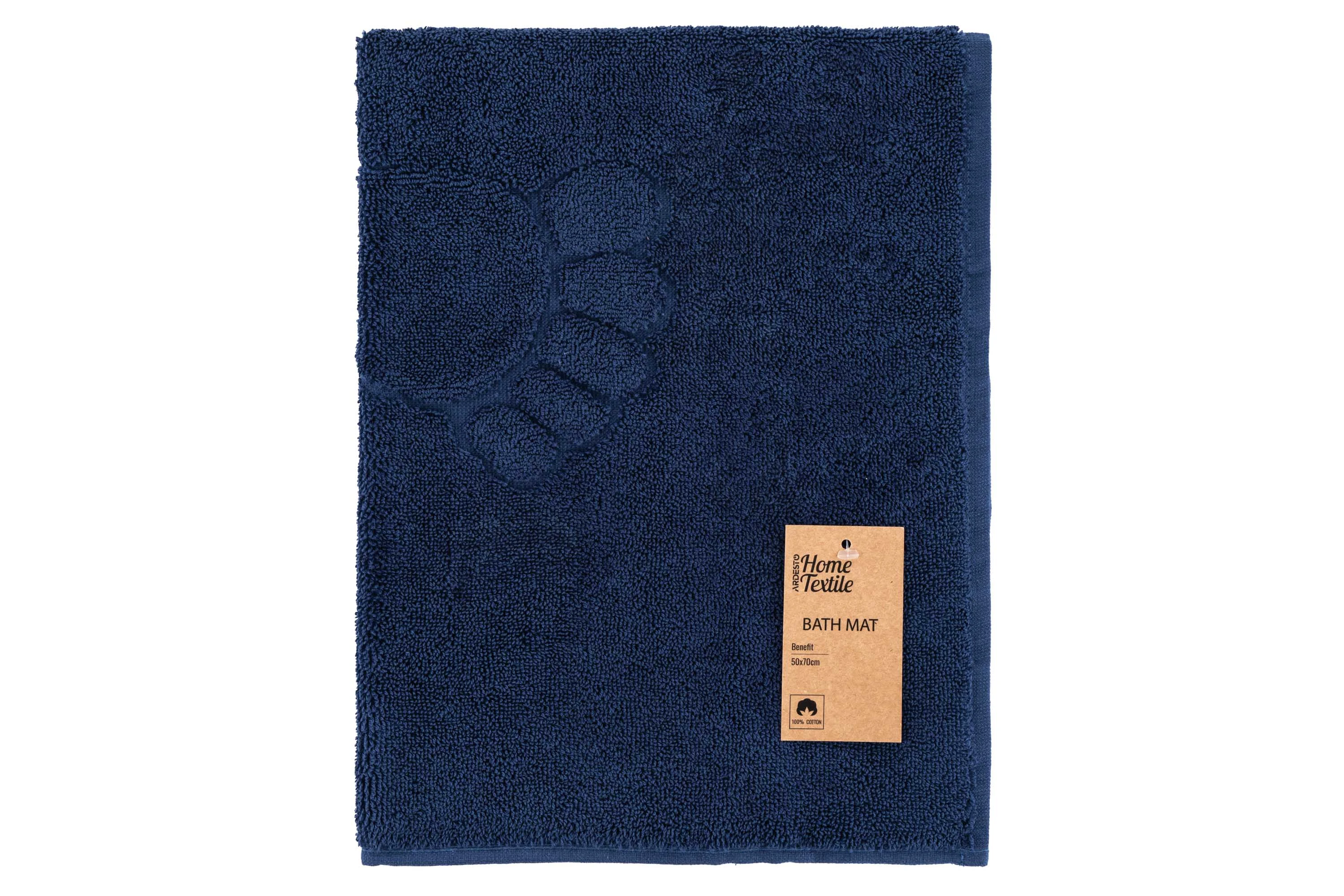 Килимок для ніг махровий Ardesto Benefit, 50х70см, 100% бавовна, синій темний