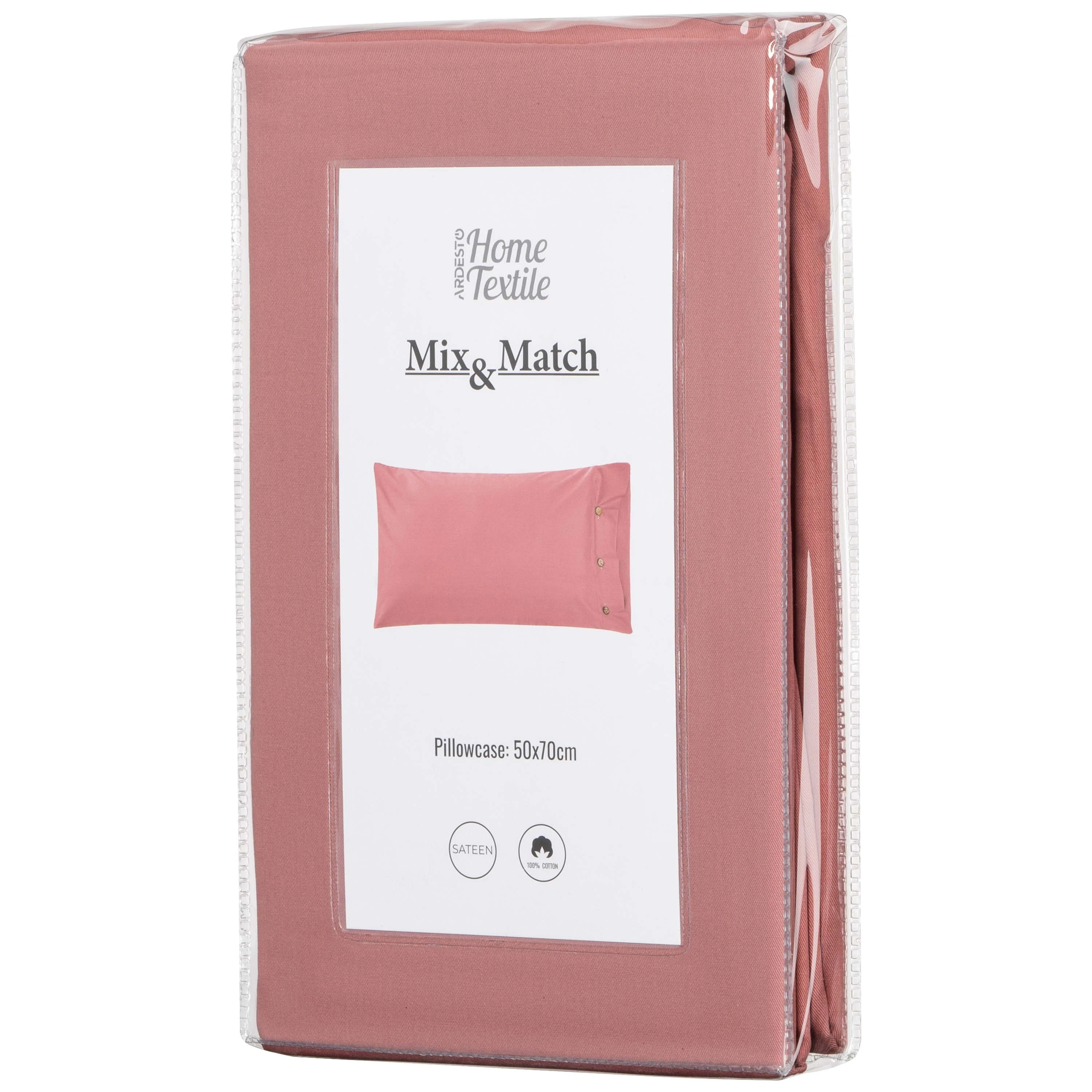 Наволочка Ardesto Mix&Match, 50х70см, 100% бавовна, сатин, коричневий світлий - 2