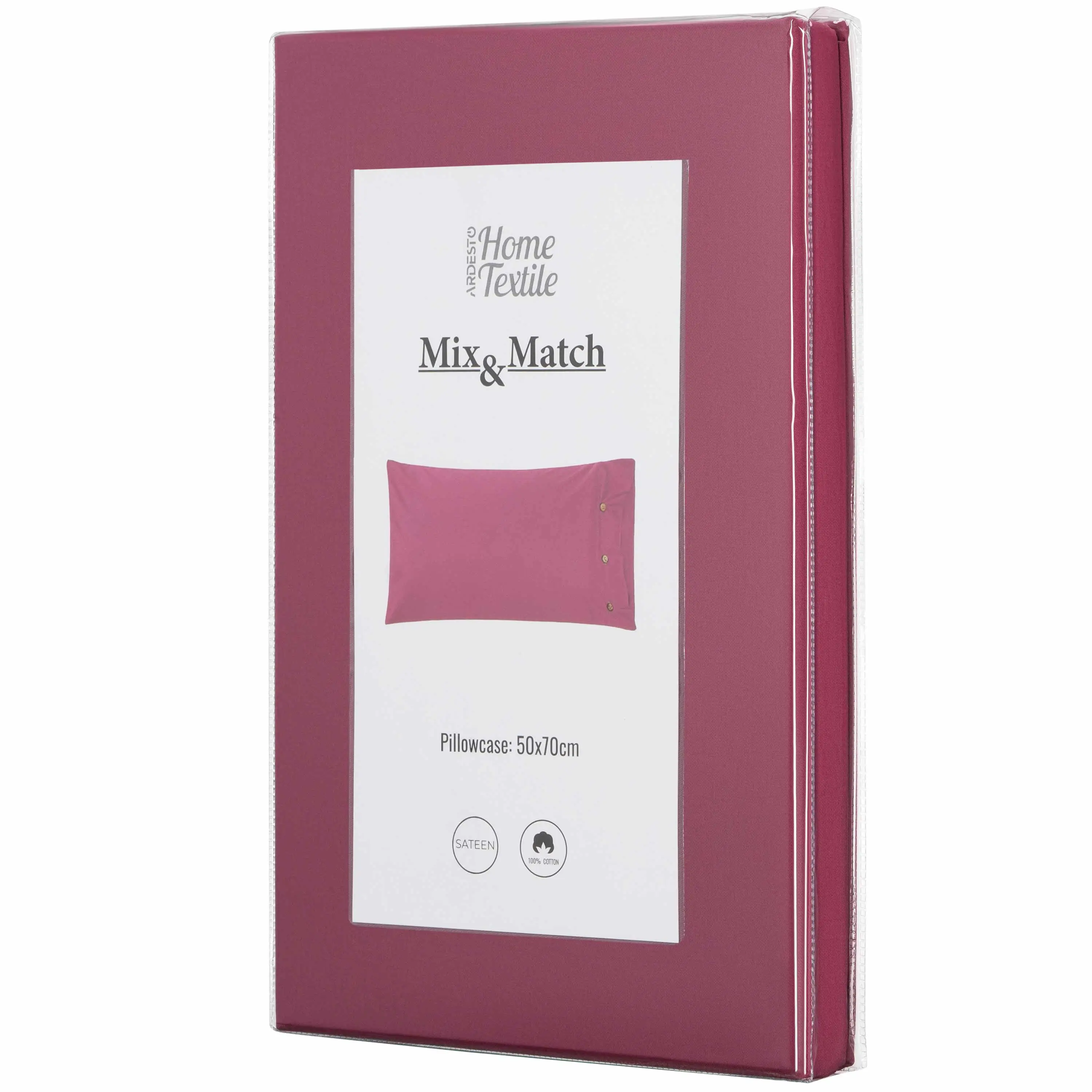 Наволочка Ardesto Mix&Match, 50х70см, 100% бавовна, сатин, бордовий - 2
