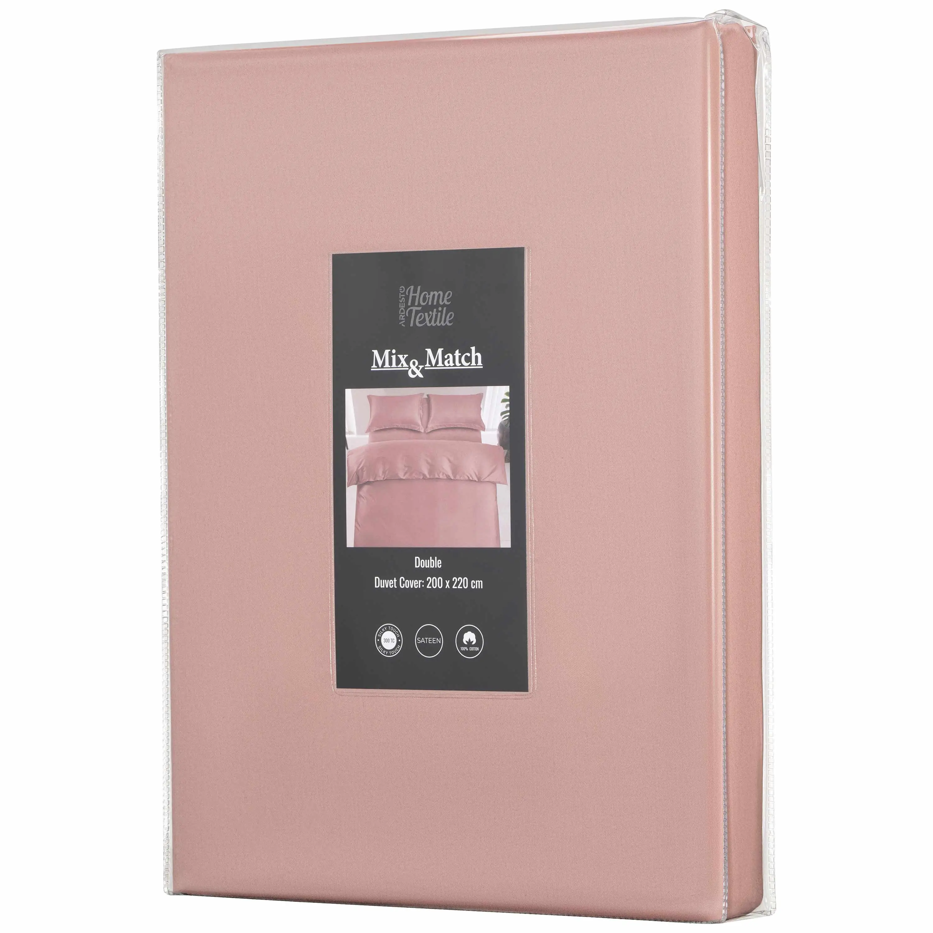 Підковдра Ardesto Mix&Match Premium, 200х220см, 100% бавовна, сатин, рожевий світлий - 2