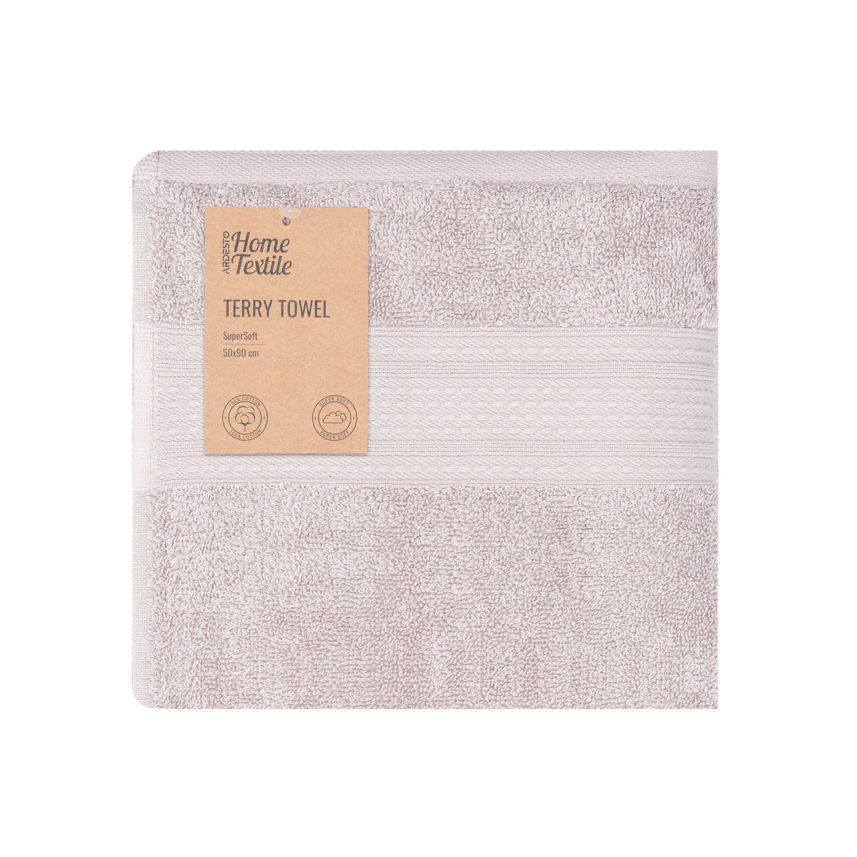Рушник махровий Ardesto SuperSoft 50х90см, 100% бавовна, бежевий