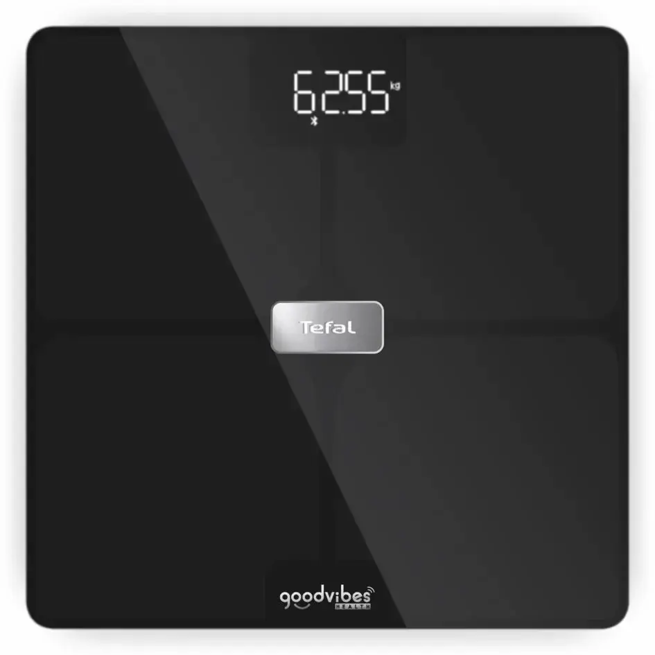 Ваги Tefal підлогові Body Fat Goodvibes Health, 180кг, 1 х Li-ion, кабель USB в комплекті, скло, чор
