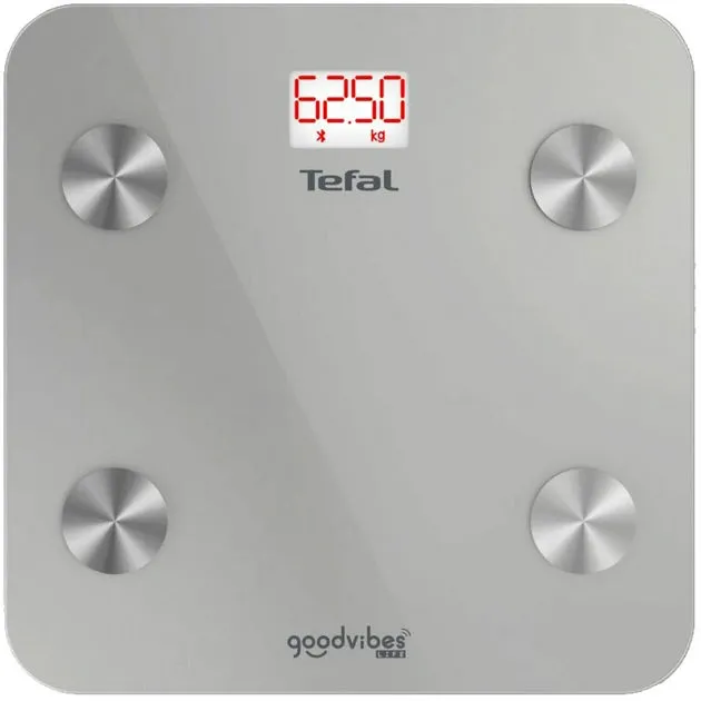 Ваги Tefal підлогові Goodvibes Life, 160кг, Bluetooth, AAAx3 в комплекті, скло, сірий