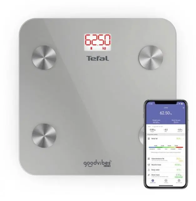 Ваги Tefal підлогові Goodvibes Life, 160кг, Bluetooth, AAAx3 в комплекті, скло, сірий - 2