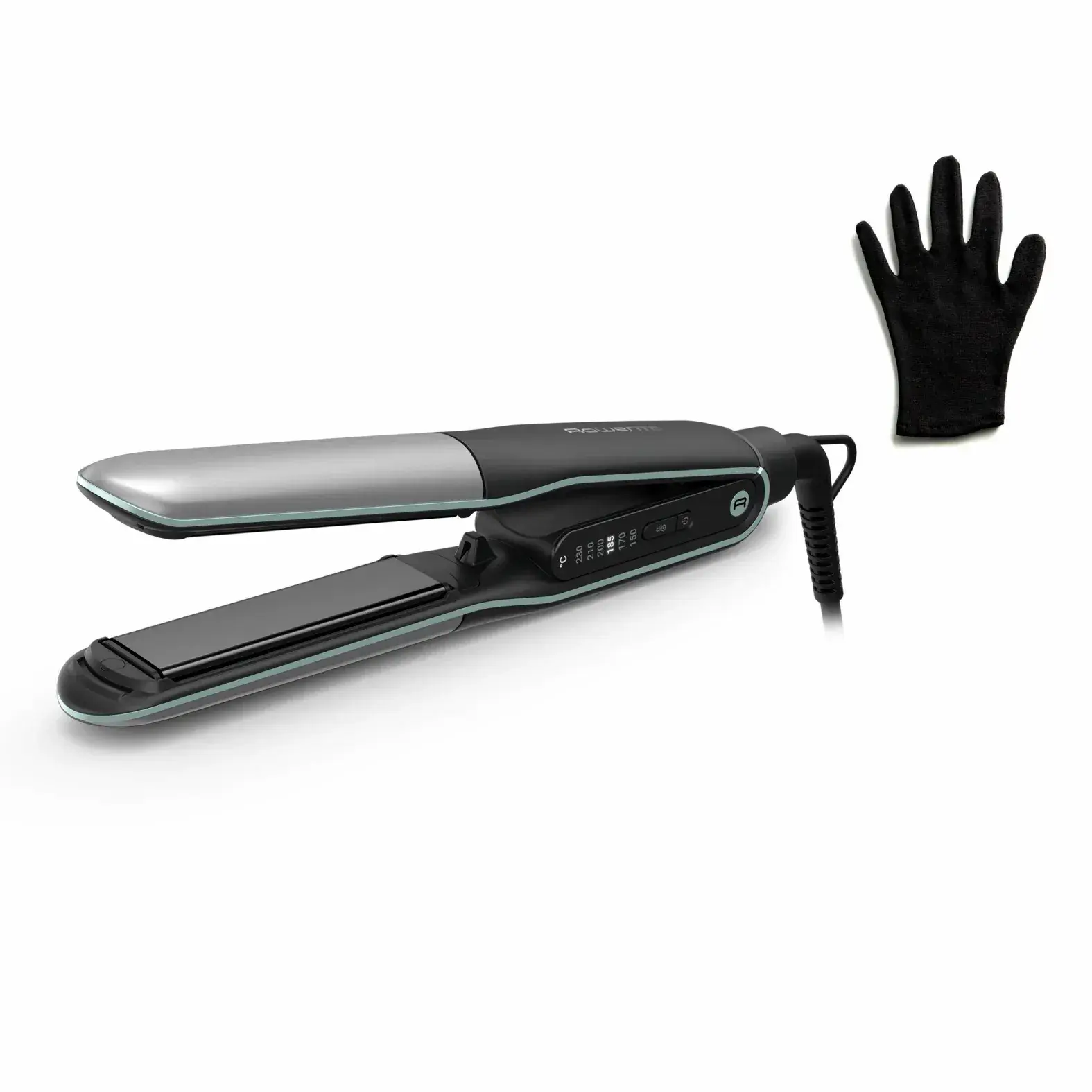 Випрямляч Rowenta Thermostyle, режимів-5, 150-230С, дисплей, іонізація, кераміка, титан, чорно-