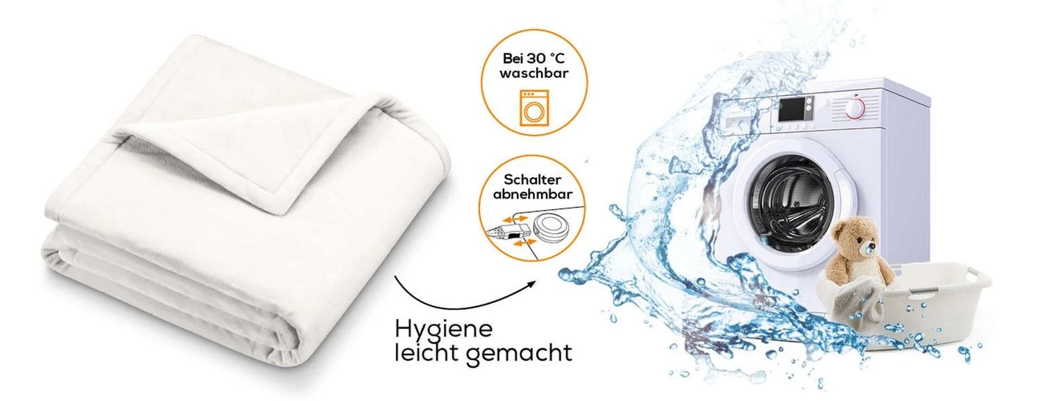 Електроковдра Beurer, від мережі, 180х130см, 100Вт, 6 режимів, фліс, білий - 2