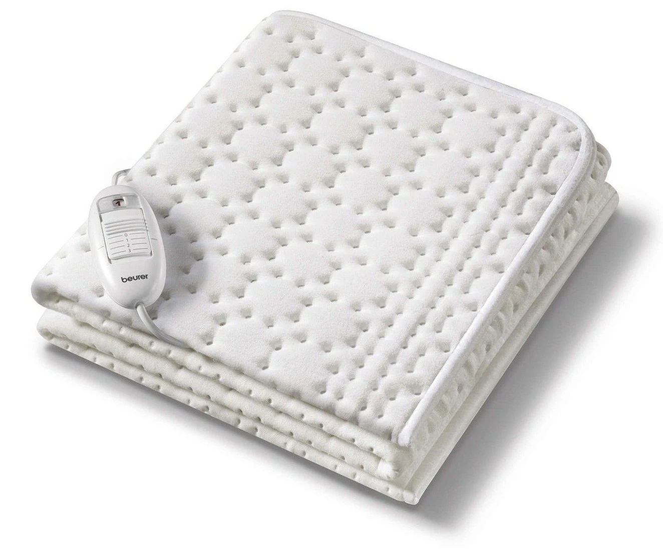 Електропростирадло Beurer, від мережі, 130х75см, 50Вт, 3 режими, бавовна, фліс, білий