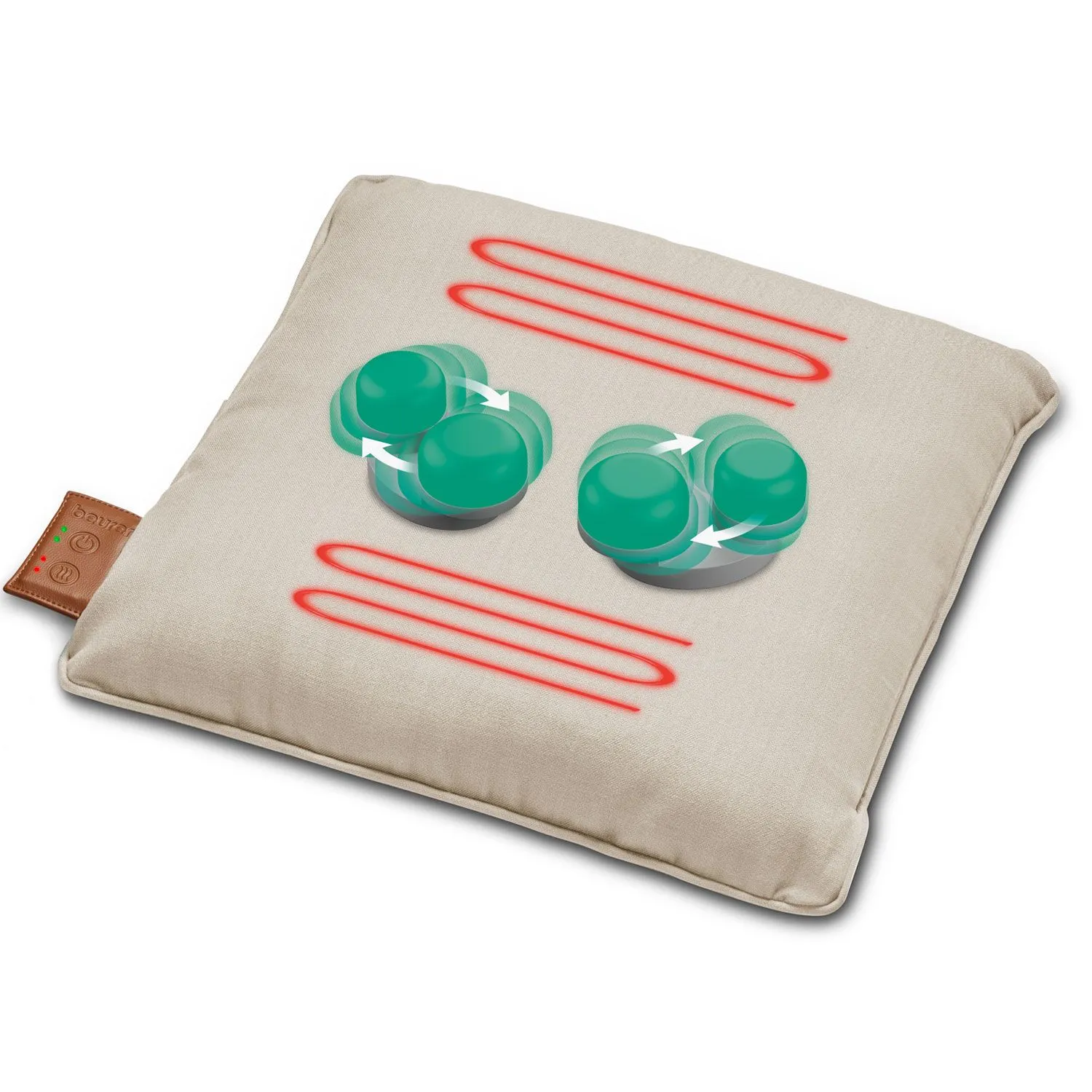 Масажна подушка Beurer для плечей, шиї, спини, ніг, літій- іонний акум., вага - 1,85кг, змінний чохо