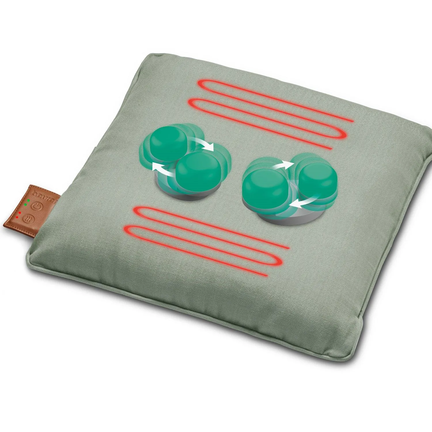 Масажна подушка Beurer для плечей, шиї, спини, ніг, літій- іонний акум., змінний чохол, сірий - 2