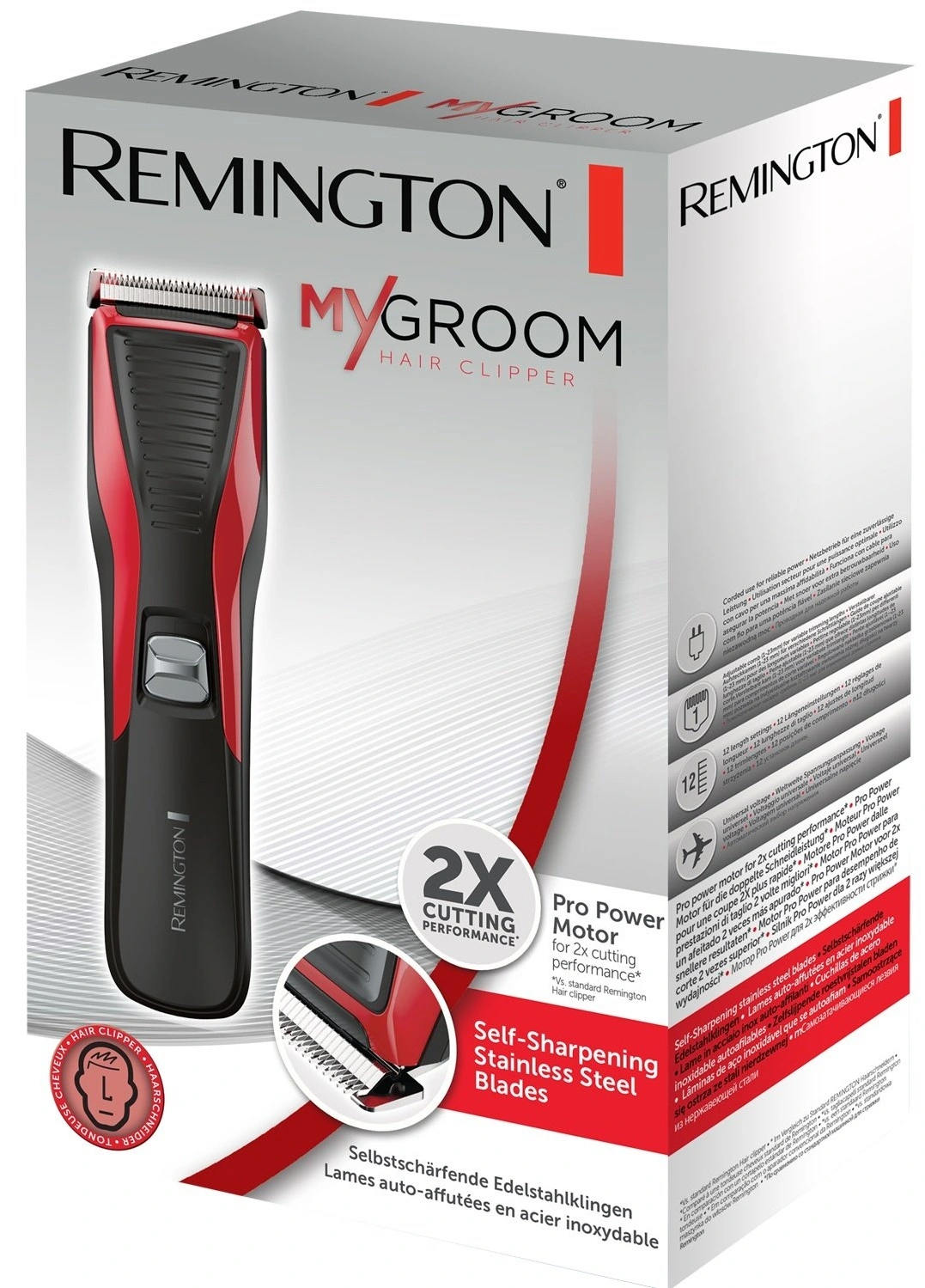 Машинка для стрижки Remington My Groom, от сети, роторный мотор, насадок-1, сталь, красно-черный - 2
