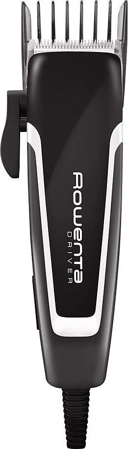 Машинка для стрижки Rowenta Driver, от сети, роторный мотор, насадок-4, титан.напил., черный
