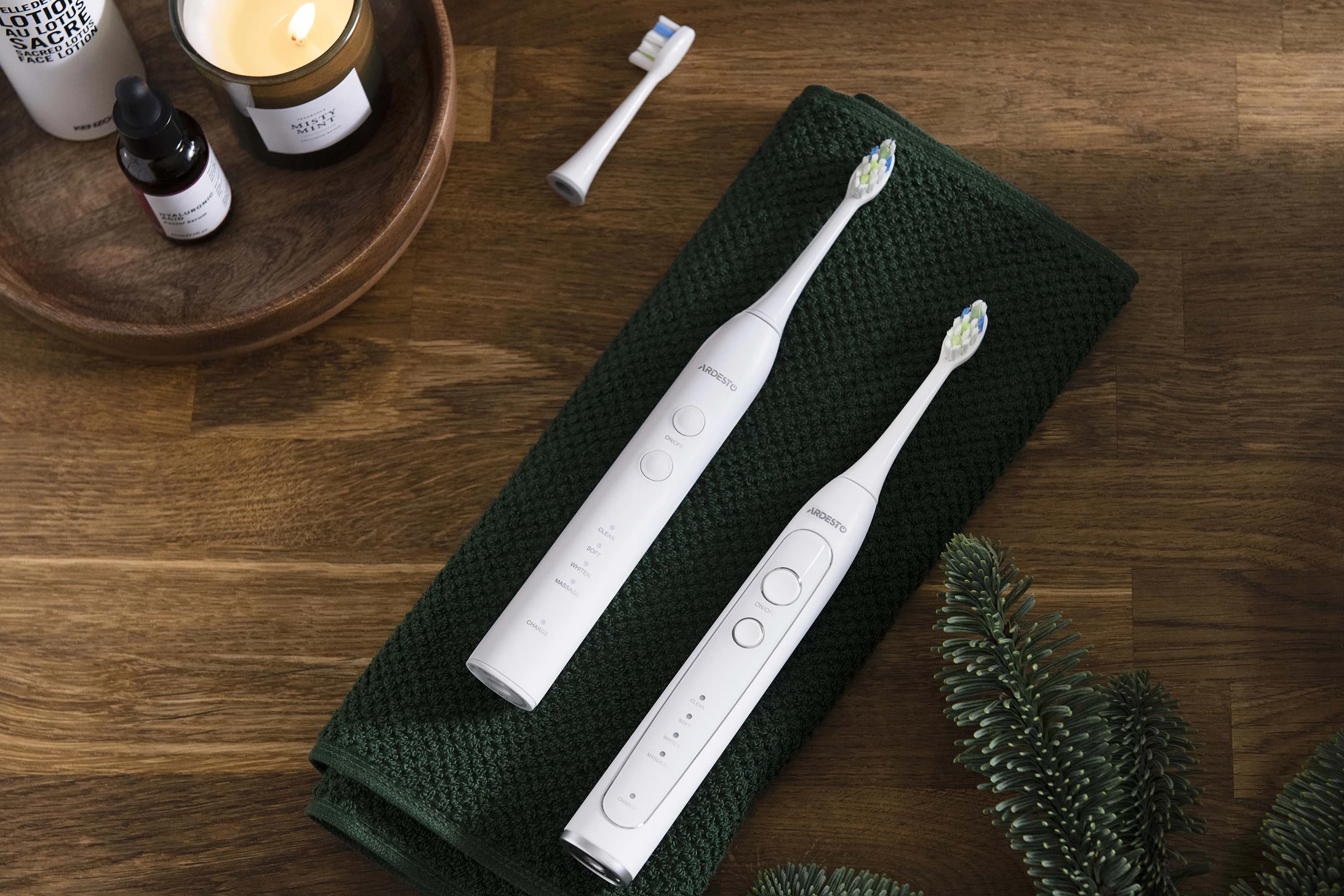 Щітка зубна електр, Ardesto, ETB-112W, 40т, коливань в хв, насадок-2, IPX7, білий - 2