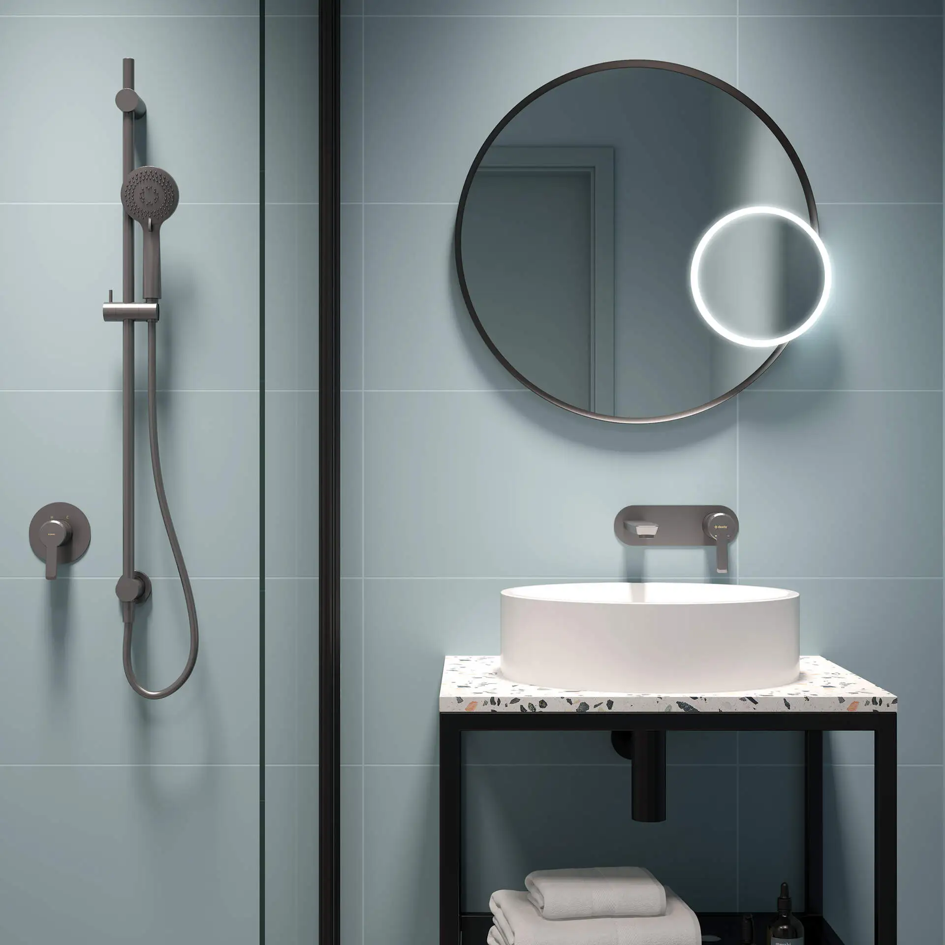 Душовий гарнітур Deante на стійці, шланг - ПВХ, титан - 2