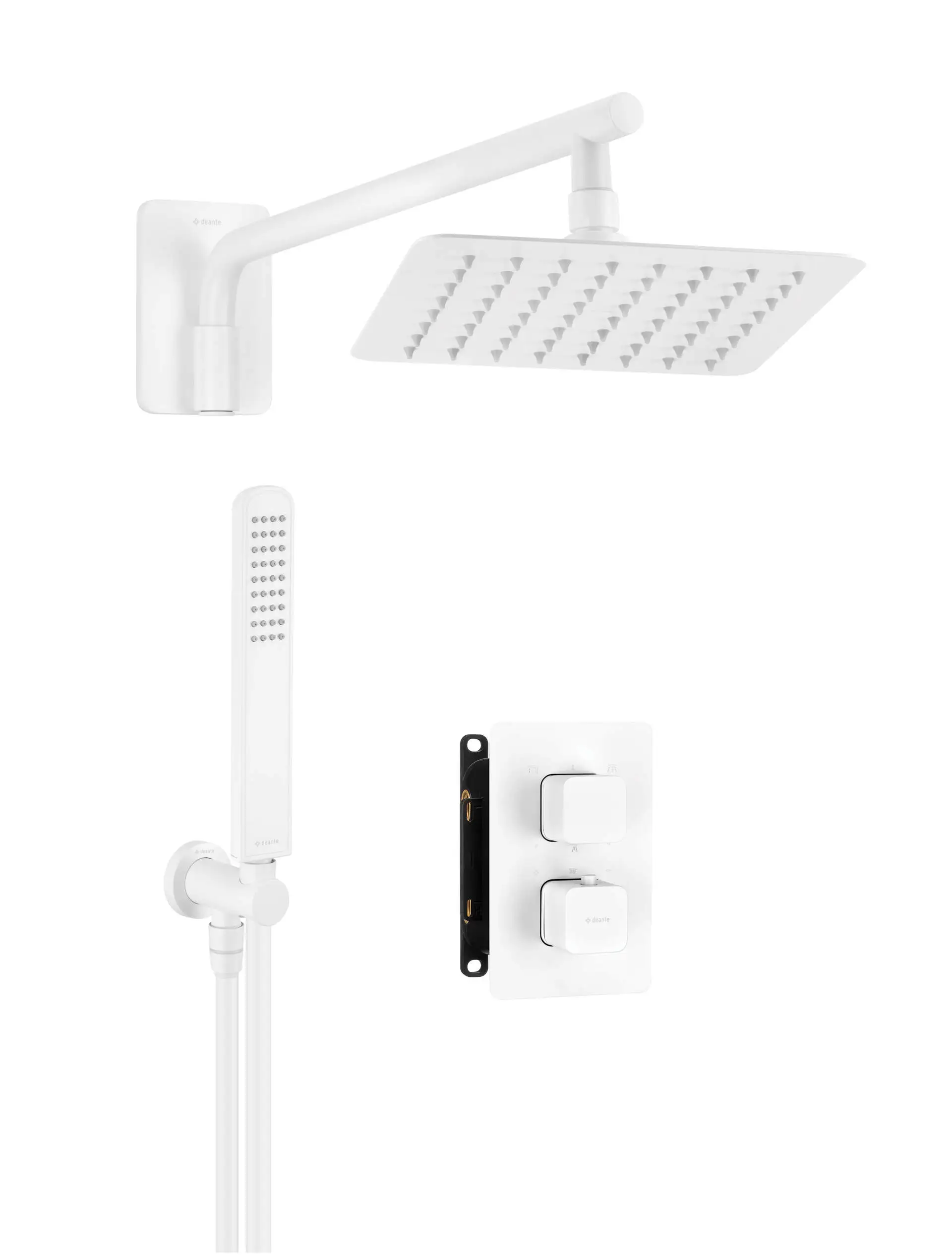 Душовий набір Deante Box з термостатичним змішувачем, верхній душ квадрат, кріплення приховане