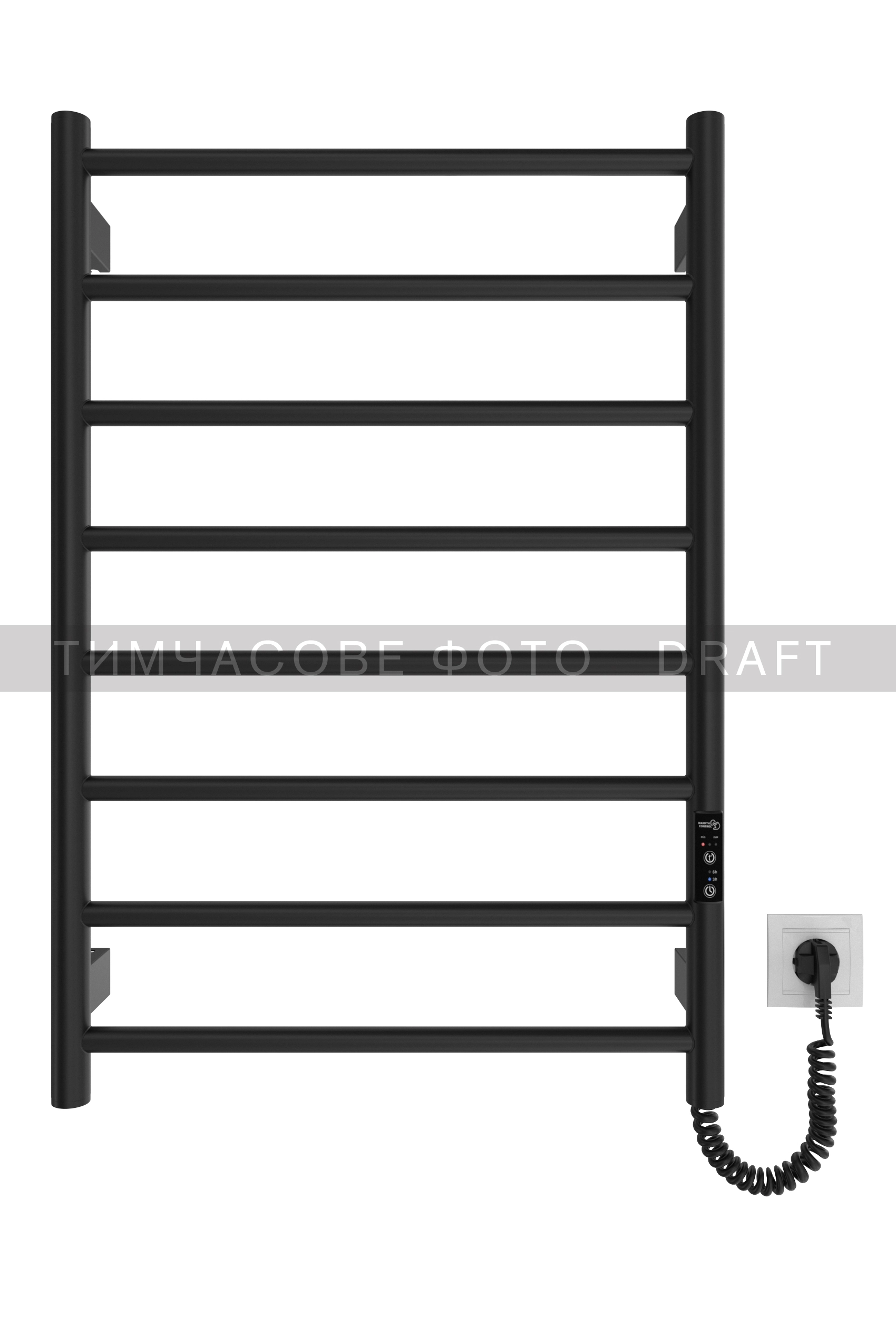 Рушникосушка Ardesto електрична  Classik-TR K, 770x530х80мм, таймер-регулятор, сталь, чорний матовий - 2