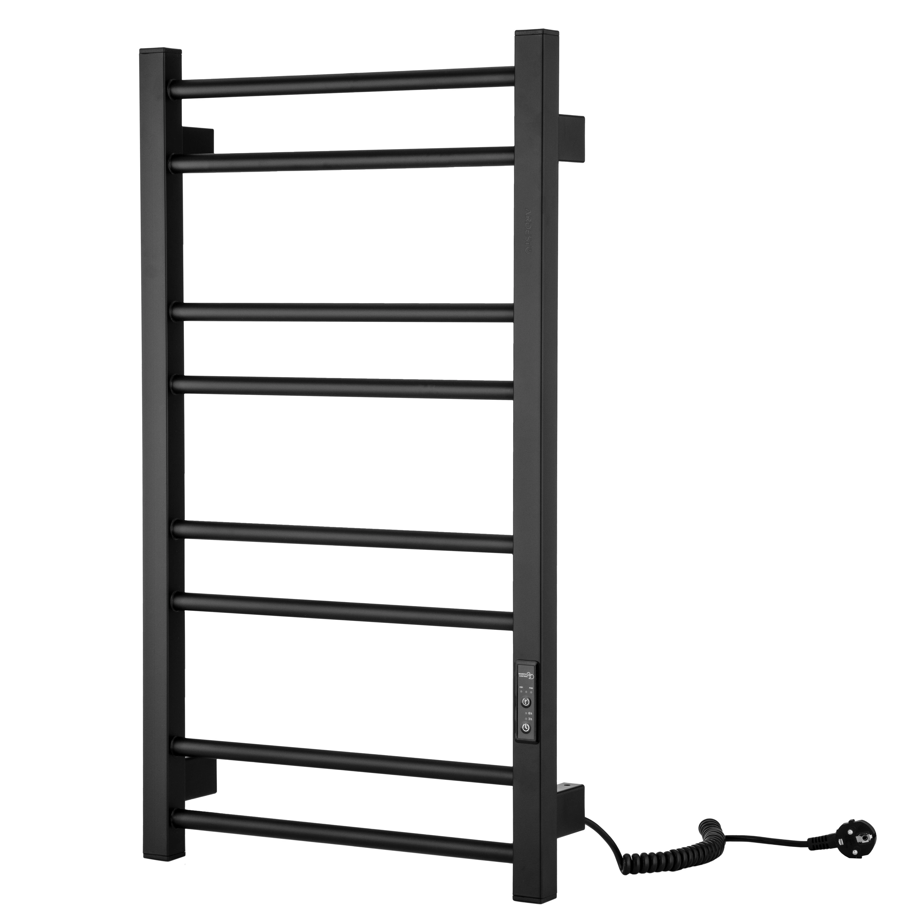 Рушникосушка Ardesto електрична  Square-TR K, 770x430х80мм, таймер-регулятор, сталь, чорний матовий