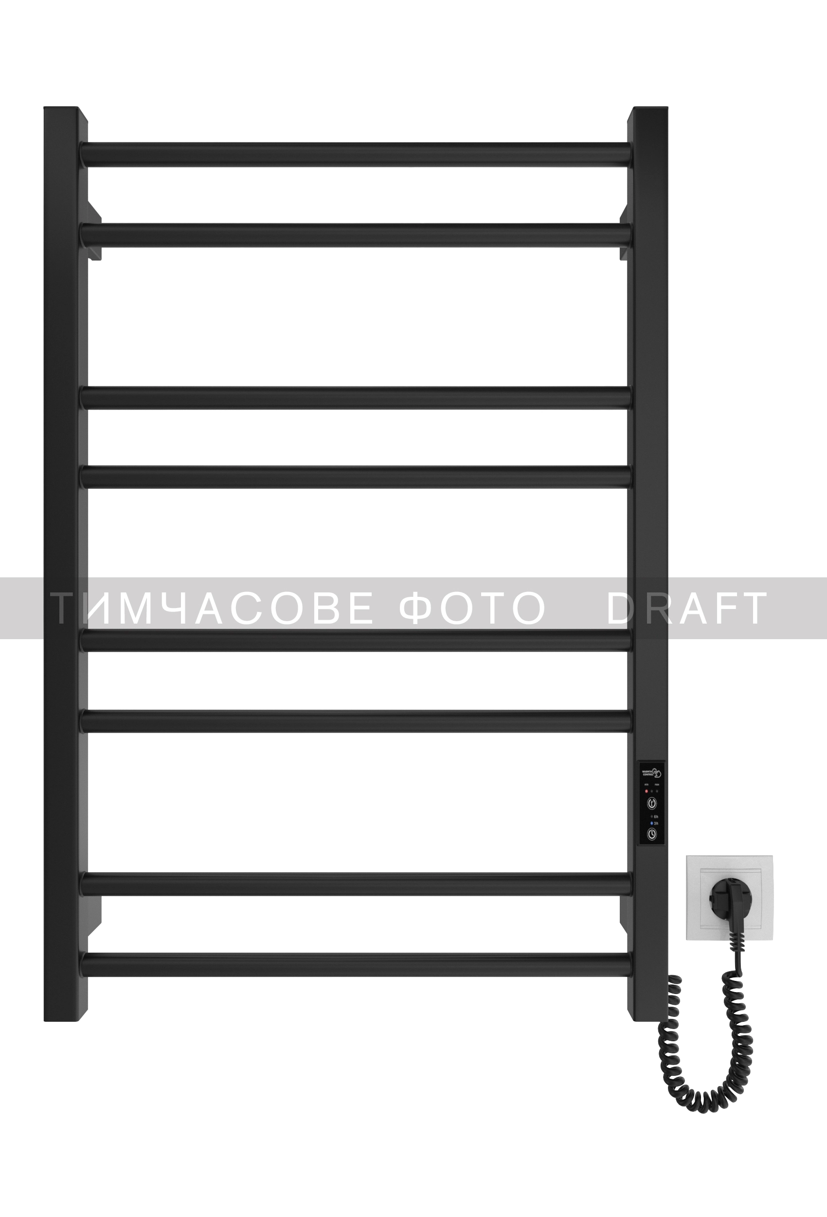 Рушникосушка Ardesto електрична  Square-TR K, 770x530х80мм, таймер-регулятор, сталь, чорний матовий - 2