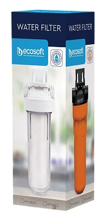 Фільтр магістральний Ecosoft 10", прозора колба, підключення 1/2, з поліпропіленовим картриджем - 2