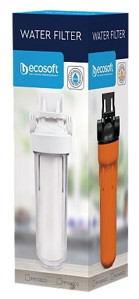 Фільтр магістральний Ecosoft 10", прозора колба, підключення 3/4, з поліпропіленовим картриджем - 2