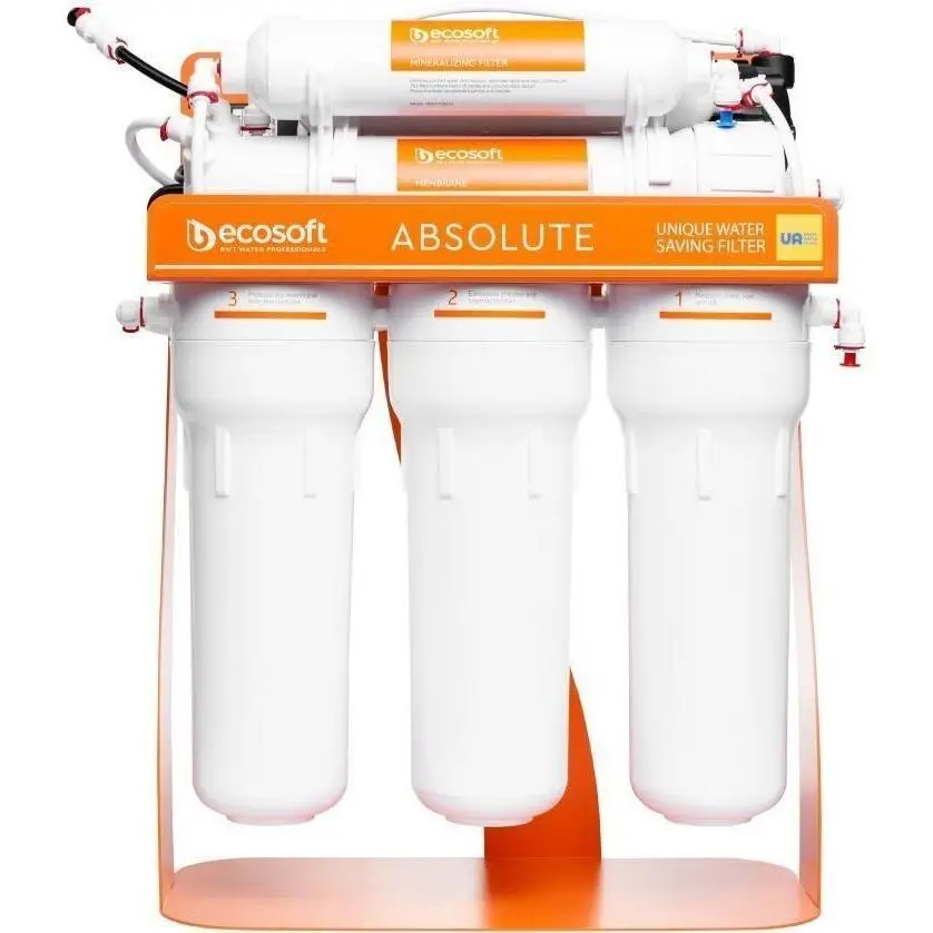 Фільтр зворотного осмосу Ecosoft Absolute з мінералізатором та помпою на станині, мембрана 75gpd DuP