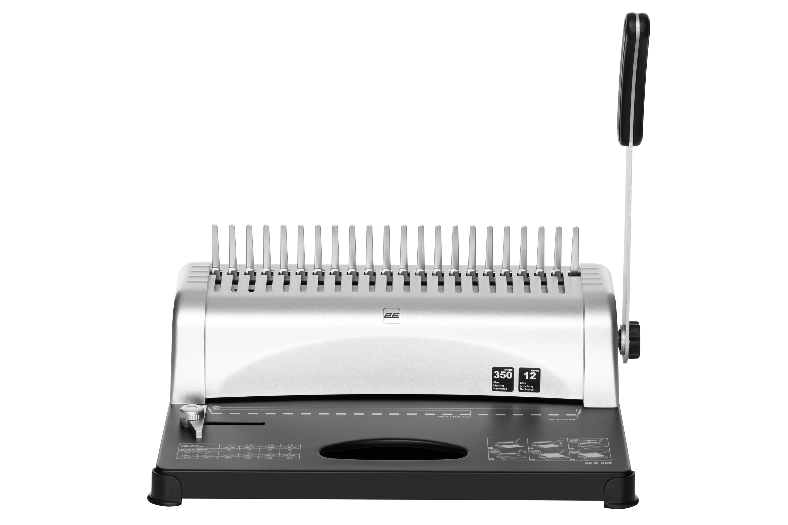 Біндер 2E B-350, перфорація 12стор, палітурка 350стор, 21 ніж - 2