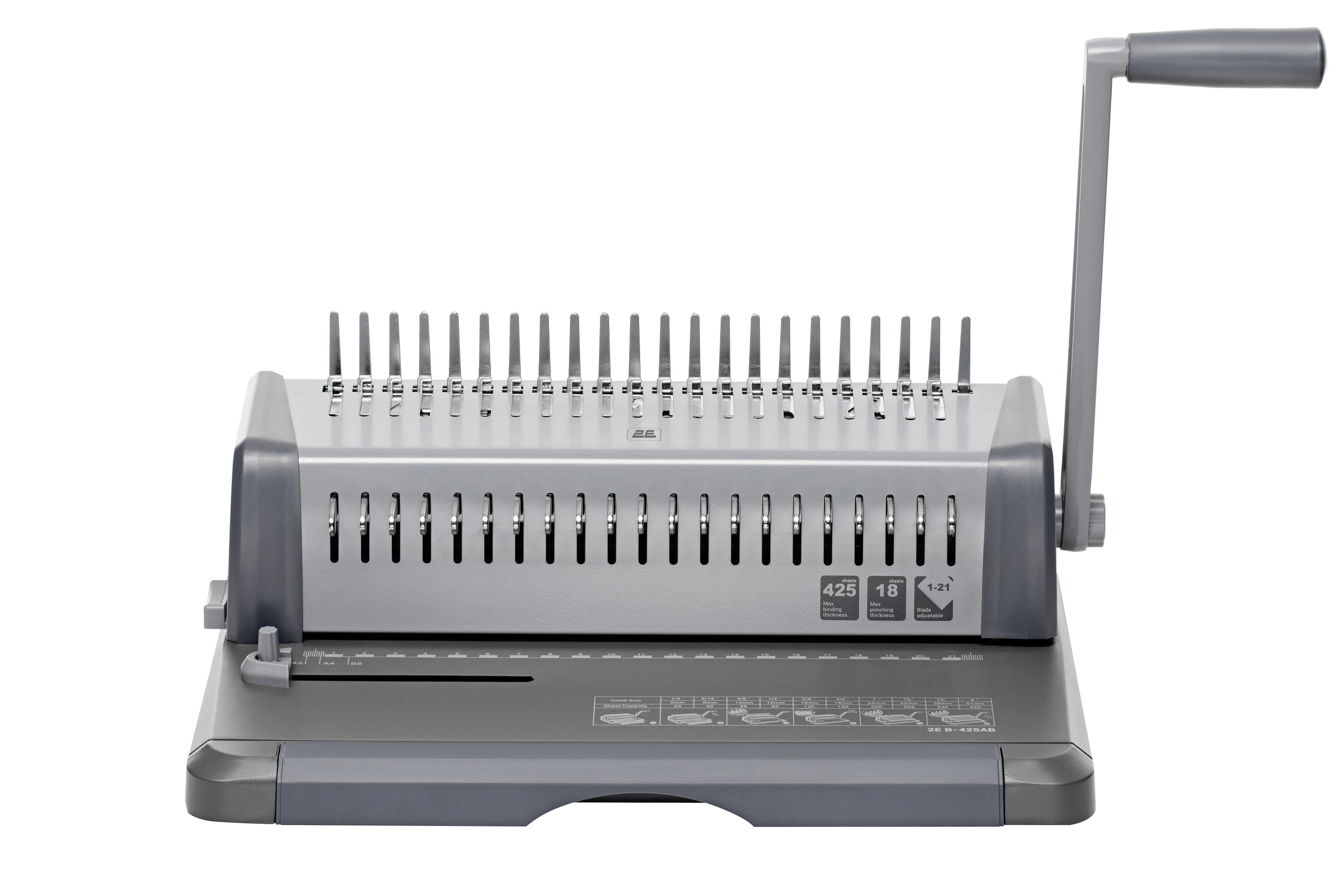 Біндер 2E B-425AB, перфорація 18стор, палітурка 425стор, регульовані ножі 1-21 - 2