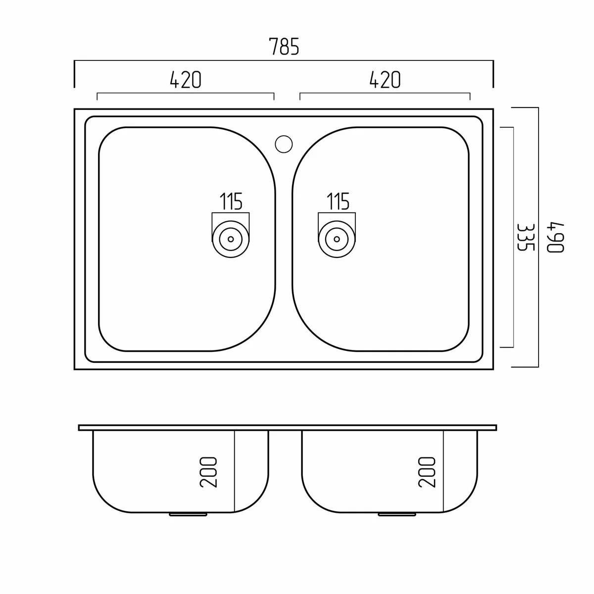 Гранітна мийка для кухні Platinum 7950 Equatoria матовий Сірий мусон - 2