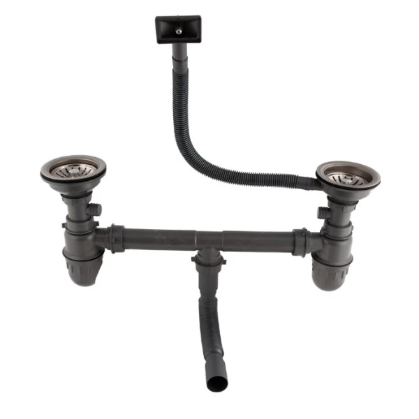 Євросифон подвійний для мийок з нержавіючої сталі