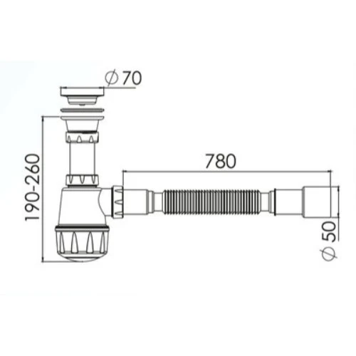 Сифон з відстійником для мийок з малою горловиною з гофрою 1060 NOVA - 2