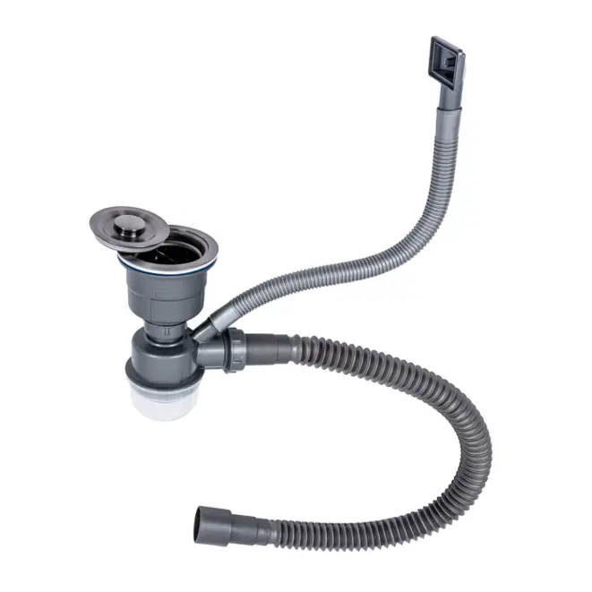 Сифон одинарий для мийок Handmade VALESO (верхівка чорна, арт, 903)