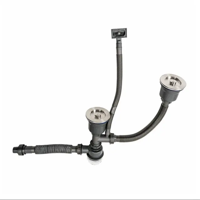 Сифон подвійний для мийок Handmade HB340 Platinum