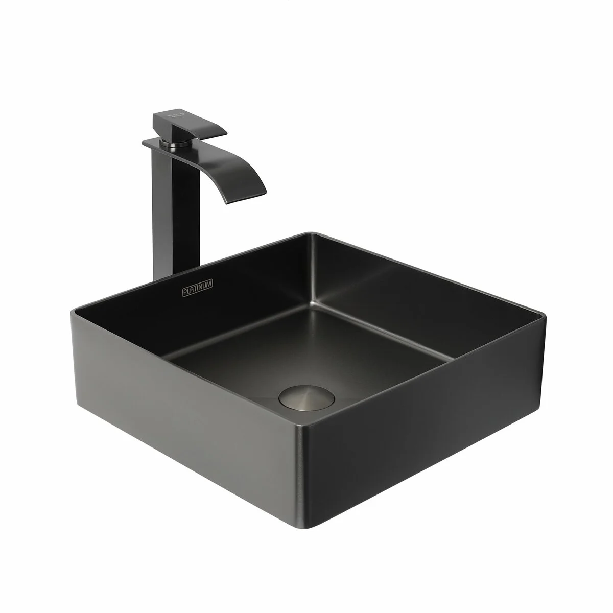 Умивальник Platinum Handmade PVD чорний 400x400 мм - 3