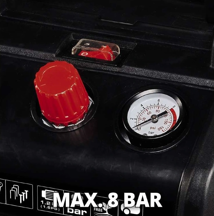 Компресор повітряний безмасляний Einhell TC-AC 190/6/8 OF, 1200Вт, 6л, 190л/хв, 8бар, 8.9кг - 6