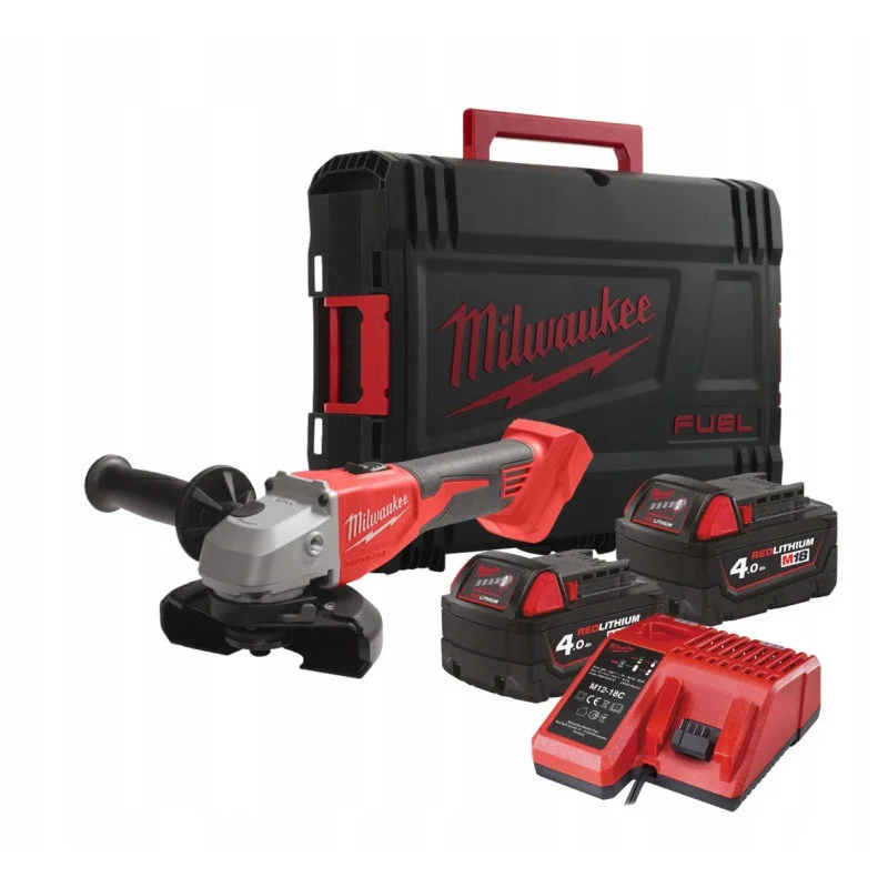 Шліфмашина кутова акумуляторна Milwaukee M18 BLSAG125X-402X 125мм 18В 2x4А·год ЗП М12-18С 11000об/хв