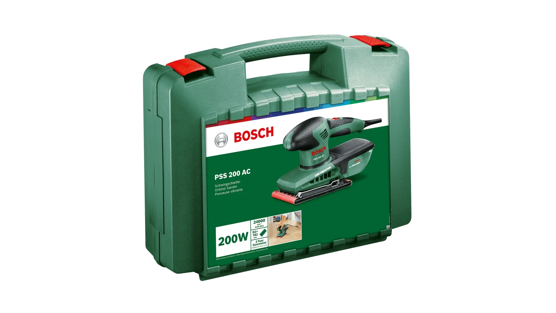 Шліфмашина вібраційна Bosch PSS 200 AC 200Вт платформа 93x230 24000кол/хв 1.6кг - 2