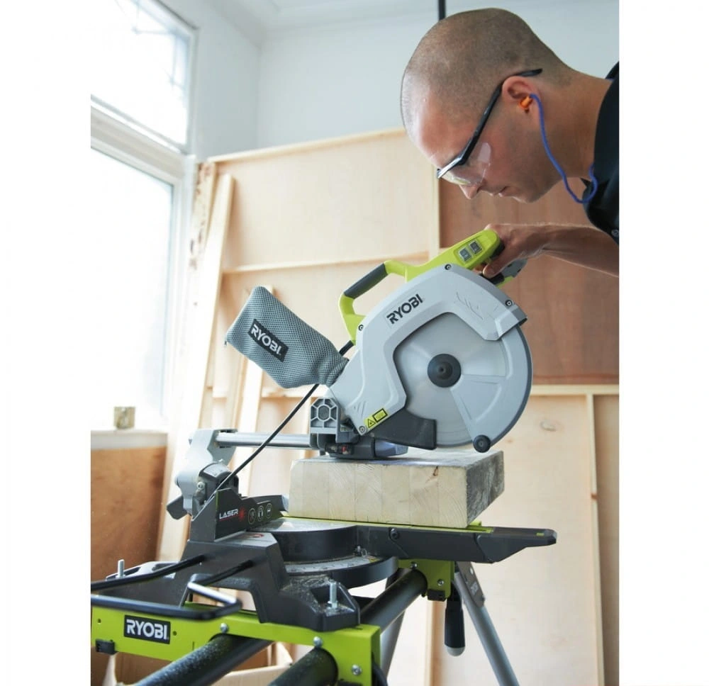 Пила торцювальна Ryobi EMS254L з протяжкою 2000Вт диск 254мм лазер 16.2кг - 2