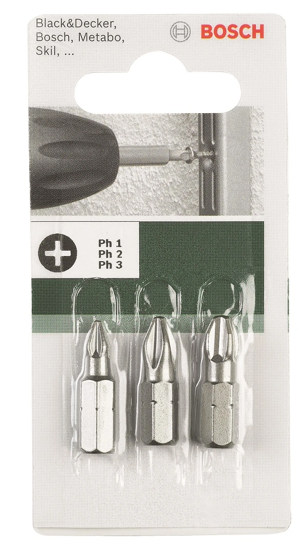 Біти Bosch набір: PH1, PH2, PH3, 25мм