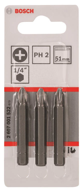 Біти Bosch Professional Extra-Hart PH2, 51мм, 3шт