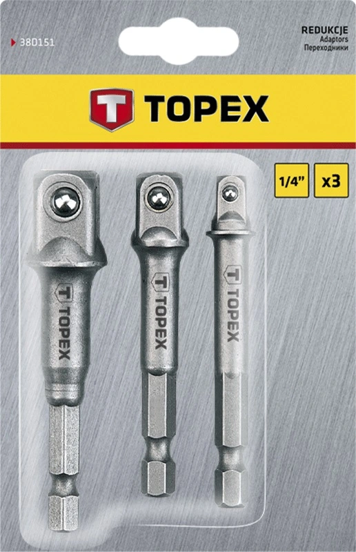Перехідник TOPEX, набір 3шт, 1/4",3/8",1/2", для торцевих головок - 2